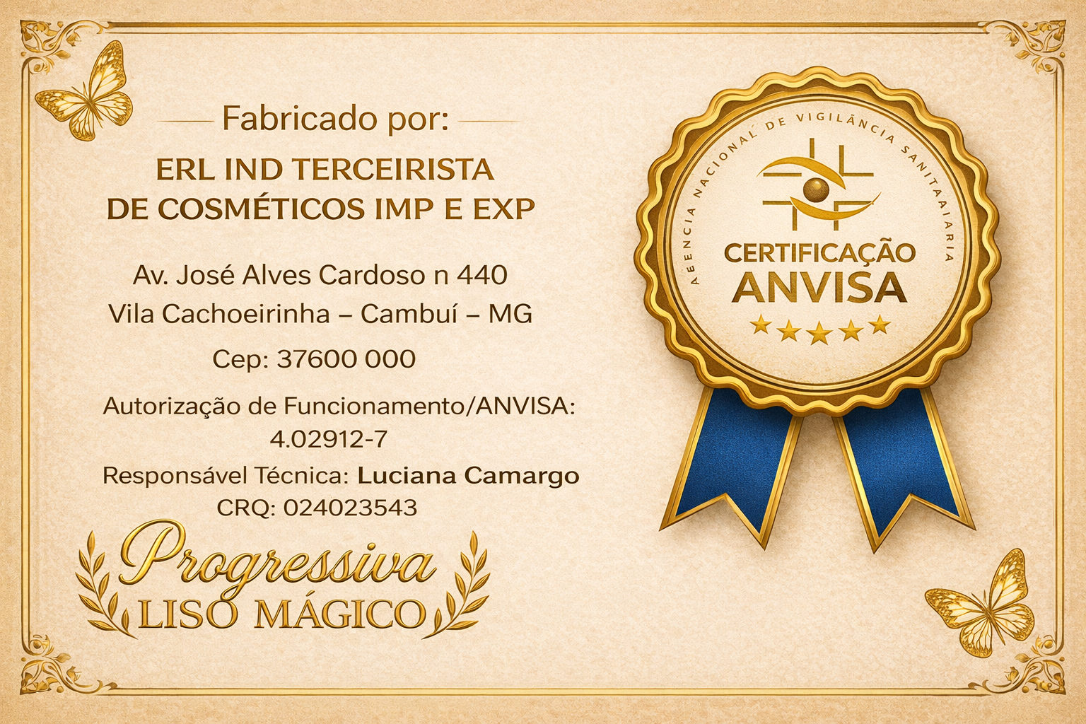 Certificado ANVISA - Progressiva Liso Mágico